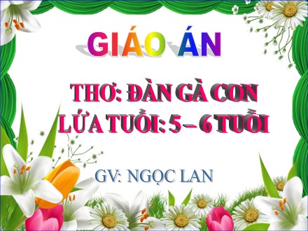 Bài giảng Hoạt động làm quen văn học Lớp Lá - Đề tài: Thơ "Đàn gà con" - Nguyễn Thị Ngọc Lan