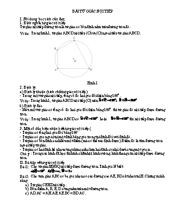 Bài tập Hình học Lớp 9 - Bài: Tứ giác nội tiếp
