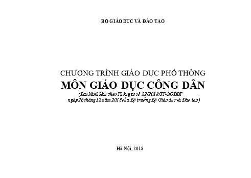 Chương trình giáo dục phổ thông môn Giáo dục công dân