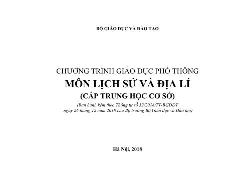 Chương trình giáo dục phổ thông môn Lịch sử và Địa lí (Cấp Trung học cơ sở)