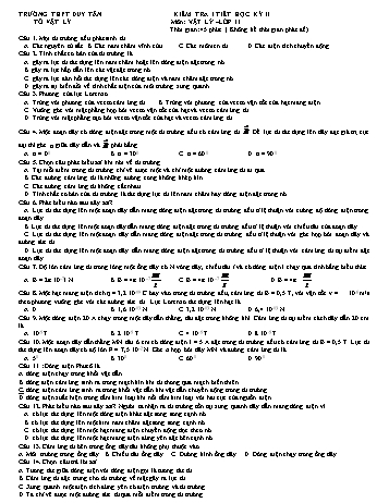 Đề kiểm tra 1 tiết học kì II môn Vật lí Lớp 11 - Trường THPT Duy Tân