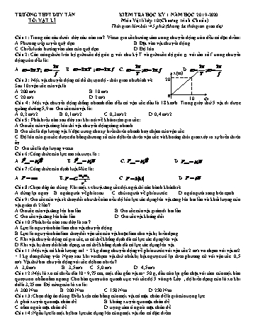 Đề kiểm tra học kì I môn Vật lí Lớp 10 (Chương trình chuẩn) - Năm học 2019-2020 - Trường THPT Duy Tân