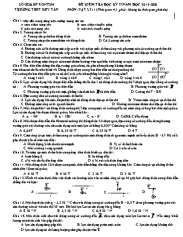 Đề kiểm tra học kì II môn Vật lí Lớp 11 - Năm học 2019-2020 - Trường THPT Duy Tân