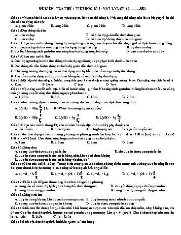 Đề kiểm tra thử 1 tiết học kì I môn Vật lí Lớp 12 - Đề 2 - Trường THPT Duy Tân