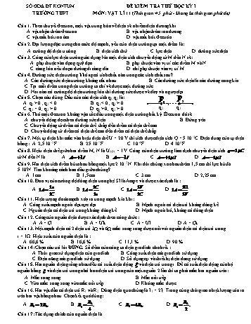 Đề kiểm tra thử học kì I môn Vật lí Lớp 11