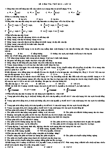 Đề kiểm tra thử học kì II môn Vật lí Lớp 10 (Ban cơ bản) - Năm học 2018-2019 - Trường THPT Duy Tân