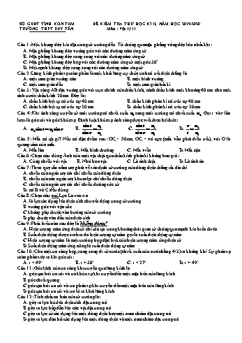 Đề kiểm tra thử học kì II môn Vật lí Lớp 11 - Năm học 2019-2020 - Trường THPT Duy Tân