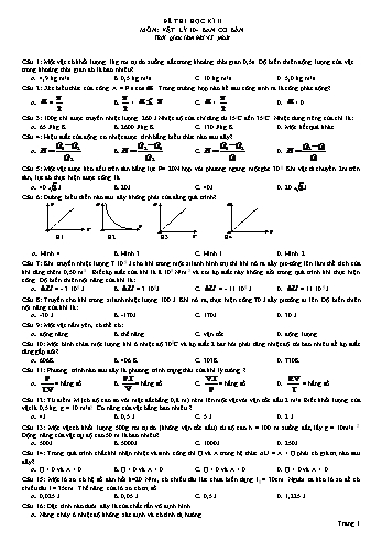 Đề thi học kì II môn Vật lí Lớp 10 (Ban cơ bản)