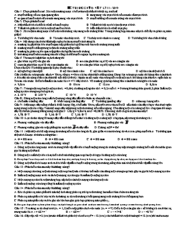 Đề thi học kì II môn Vật lí Lớp 11 năm 2019