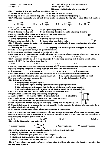 Đề thi thử học kì II môn Vật lí Lớp 11 - Năm học 2018-2019 - Trường THPT Duy Tân