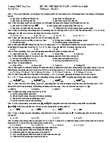 Đề thi thử học kì II môn Vật lí Lớp 11 - Năm học 2019-2020 - Trường THPT Duy Tân