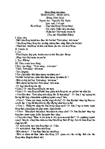 Giáo án Hoạt động âm nhạc Lớp Lá - Đề tài: Trời nắng - Trời mưa - Nguyễn Thị Ngân