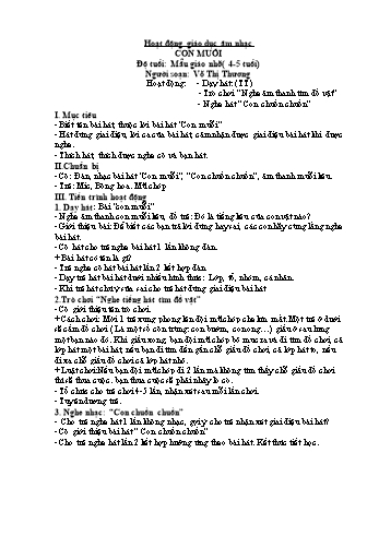 Giáo án Hoạt động giáo dục âm nhạc Lớp Mẫu giáo nhỡ - Đề tài: Con muỗi - Võ Thị Thương
