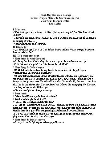 Giáo án Hoạt động làm quen văn học Lớp Mầm - Đề tài: Truyện “Bác Gấu đen và hai chú Thỏ - Tô Thiên Trâm
