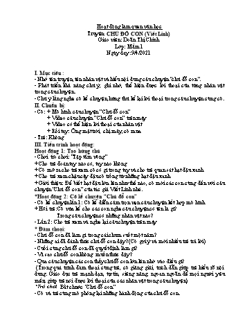Giáo án Hoạt động làm quen văn học Lớp Mầm - Đề tài: Truyện "Chú đỗ con" - Năm học 2020-2021 - Doãn Thị Chinh