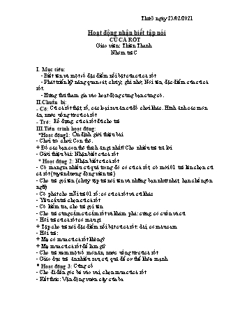Giáo án Hoạt động nhận biết tập nói Lớp Nhóm trẻ C - Đề tài: Củ cà rốt - Năm học 2020-2021 - Thiên Thanh