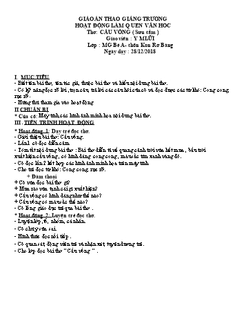 Giáo án Mẫu giáo bé - Hoạt động làm quen văn hoc - Thơ: Cầu vồng (Sưu tầm) - Năm học 2018-2019 - Y Mlữi