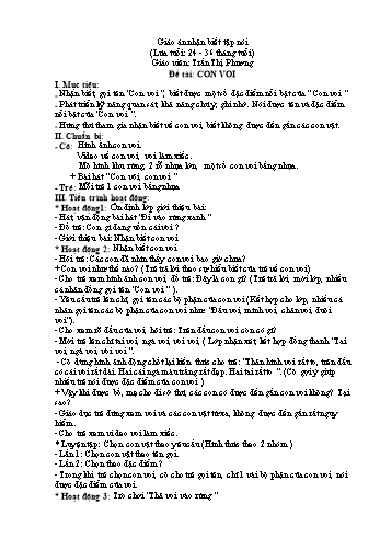 Giáo án Nhận biết tập nói 24-36 tháng tuổi - Đề tài: Con voi - Trần Thị Phương