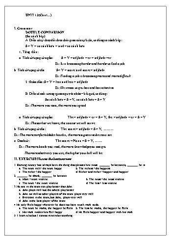 Lý thuyết và bài tập Unit 13 mon Tiếng Anh Lớp 12 (Hệ 7 năm)
