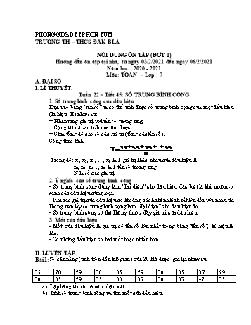Nội dung ôn tập tại nhà môn Toán Lớp 7 - Tuần 22 - Năm học 2020-2021 - Trường THCS Lê Đình Chinh