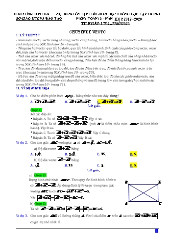 Nội dung ôn tập trong thời gian nghỉ học tập trung môn Toán Lớp 10 - Chuyên đề: Vectơ- Năm học 2019-2020 - Sở GD&ĐT Kon Tum