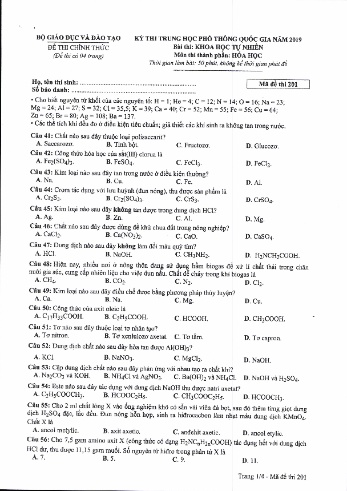 24 Đề thi THPT quốc gia năm 2019 môn Hóa học (Kèm đáp án)