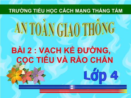 Bài giảng An toàn giao thông Lớp 4 - Bài 2: Vạch kẻ đường, cọc tiêu và rào chắn