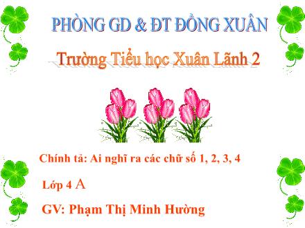 Bài giảng Chính tả Lớp 4 - Tiết 29, Bài (Nghe-viết): Ai nghĩ ra các chữ số 1, 2, 3, 4 - Phạm Thị Minh Hường