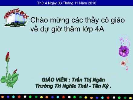 Bài giảng Luyện từ và câu Lớp 4 - Tiết 22, Bài: Tính từ - Trần Thị Ngân