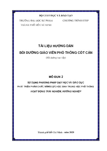 Đề tài Sử dụng phương pháp dạy học và giáo dục phát triển phẩm chất, năng lực học sinh Trung học phổ thông Hoạt động trải nghiệm, hướng nghiệp