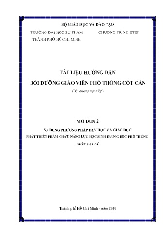 Đề tài Sử dụng phương pháp dạy học và giáo dục phát triển phẩm chất, năng lực học sinh Trung học phổ thông môn Vật lí
