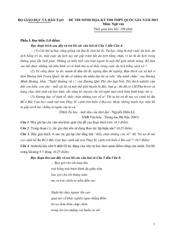 Đề thi minh họa THPT quốc gia năm 2015 môn Ngữ văn (Có đáp án)