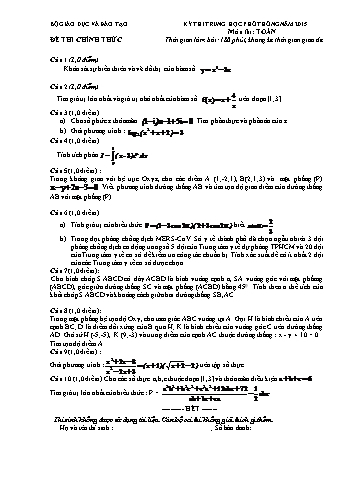 Đề thi THPT quốc gia năm 2015 môn Toán (Kèm đáp án)