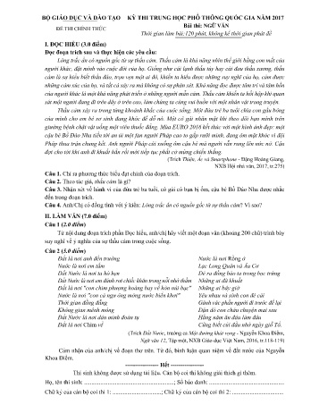 Đề thi THPT quốc gia năm 2017 môn Ngữ văn (Kèm đáp án)