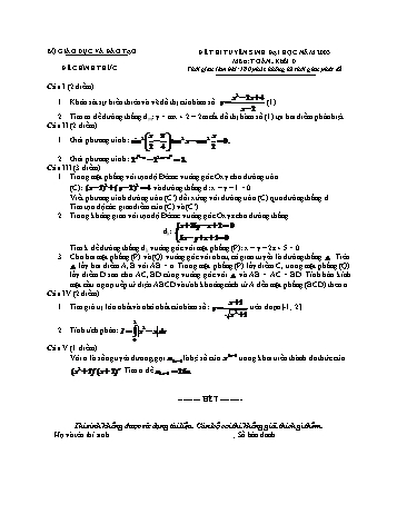 Đề thi tuyển sinh đại học năm 2003 môn Toán Khối D (Kèm đáp án)