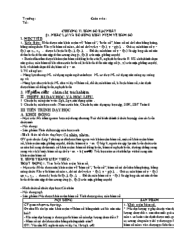 Giáo án Đại số Lớp 9 theo CV 5512 - Chương II: Hàm số bậc nhất