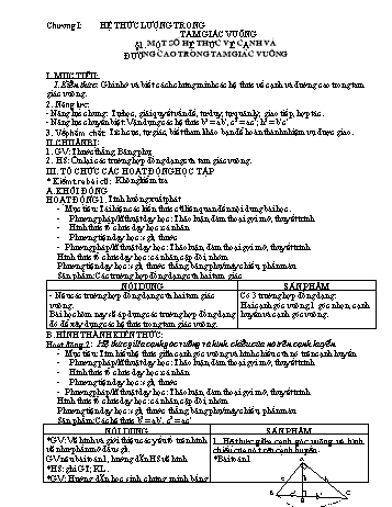 Giáo án Hình học Lớp 9 theo CV 5512 - Chương I: Hệ thức lượng trong tam giác vuông