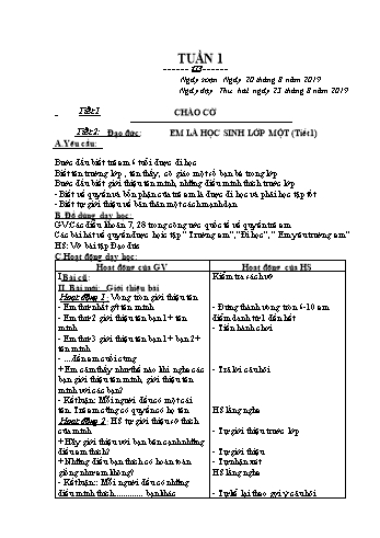 Giáo án Lớp 1 - Chương trình cả năm - Năm học 2019-2020