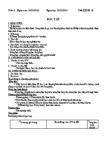 Giáo án môn Tin học Lớp 7 - Tiết 18: Bài tập - Năm học 2019-2020