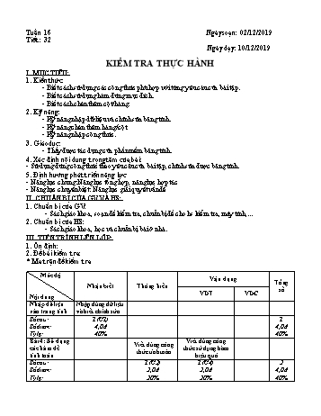 Giáo án môn Tin học Lớp 7 - Tiết 32: Kiểm tra thực hành - Năm học 2019-2020