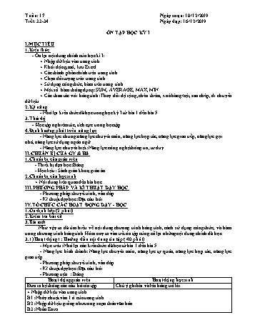 Giáo án môn Tin học Lớp 7 - Tiết 33+34: Ôn tập học kỳ I - Năm học 2019-2020