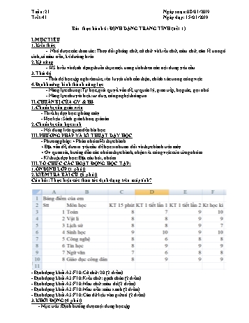 Giáo án môn Tin học Lớp 7 -Tiết 41 đến 44 - Năm học 2018-2019