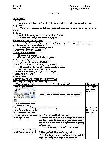 Giáo án môn Tin học Lớp 7 - Tiết 54: Bài tập - Năm học 2019-2020