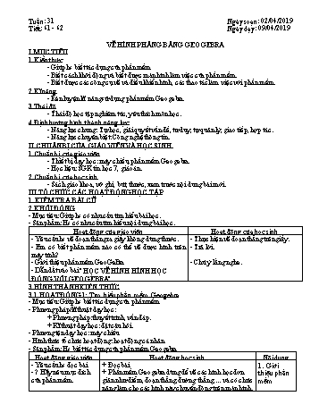 Giáo án môn Tin học Lớp 7 - Tiết 61+62: Vẽ hình phẳng bằng Geogebra - Năm học 2018-2019