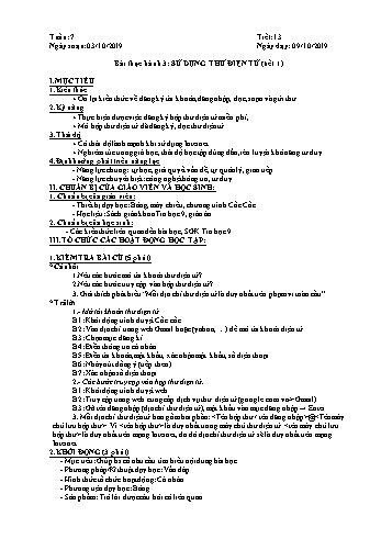 Giáo án môn Tin học Lớp 9 - Tiết 13+14, Bài thực hành 3: Sử dụng thư điện tử (Tiết 1+2) - Năm học 2019-2020