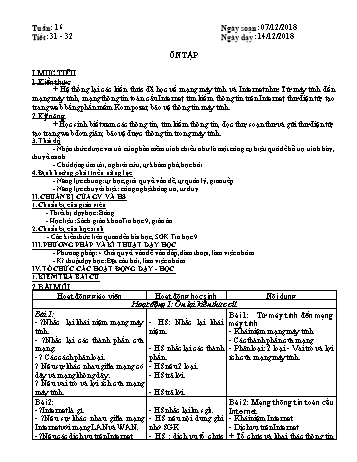 Giáo án môn Tin học Lớp 9 - Tiết 31+32: Ôn tập - Năm học 2018-2019