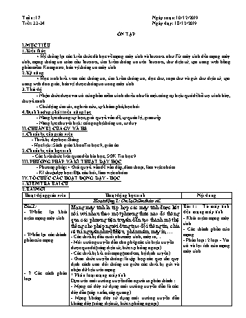 Giáo án môn Tin học Lớp 9 - Tiết 33+34: Ôn tập - Năm học 2019-2020