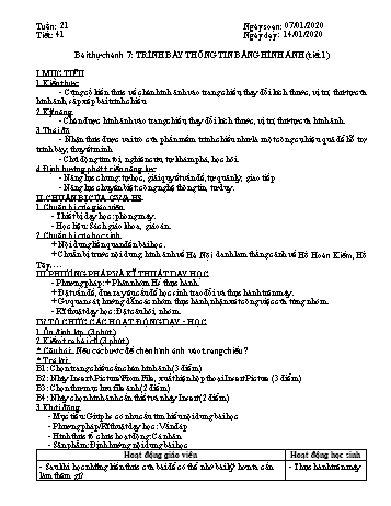 Giáo án môn Tin học Lớp 9 - Tiết 41, Bài thực hành 7: Trình bày thông tin bằng hình ảnh (Tiết 1) - Năm học 2019-2020