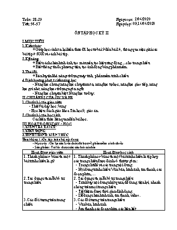 Giáo án môn Tin học Lớp 9 - Tiết 56+57: Ôn tập học kỳ II - Năm học 2019-2020