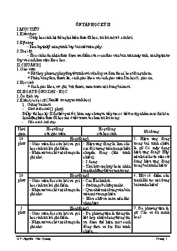 Giáo án môn Tin học Lớp 9 - Tiết 69: Ôn tập học kỳ II - Nguyễn Văn Quang